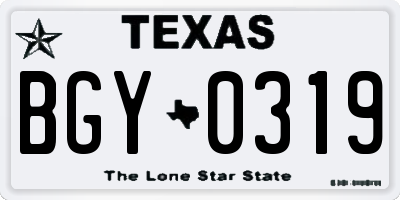 TX license plate BGY0319