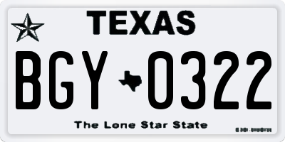 TX license plate BGY0322