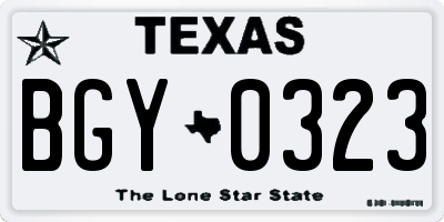 TX license plate BGY0323