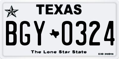TX license plate BGY0324