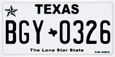 TX license plate BGY0326