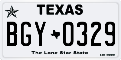TX license plate BGY0329