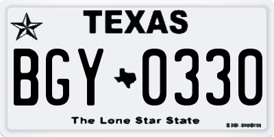 TX license plate BGY0330