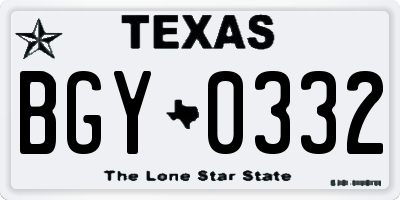 TX license plate BGY0332