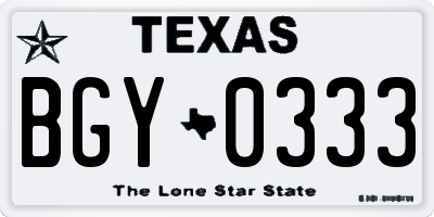 TX license plate BGY0333