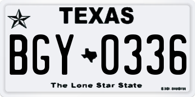 TX license plate BGY0336