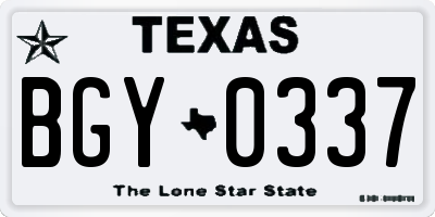 TX license plate BGY0337