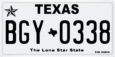 TX license plate BGY0338