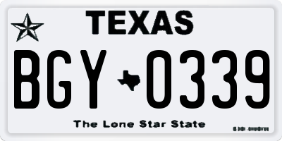 TX license plate BGY0339