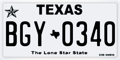 TX license plate BGY0340