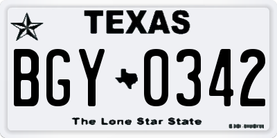 TX license plate BGY0342
