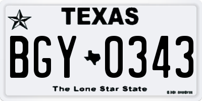 TX license plate BGY0343