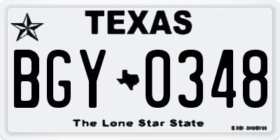 TX license plate BGY0348