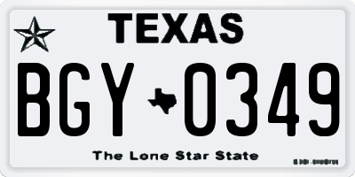 TX license plate BGY0349