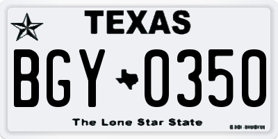 TX license plate BGY0350