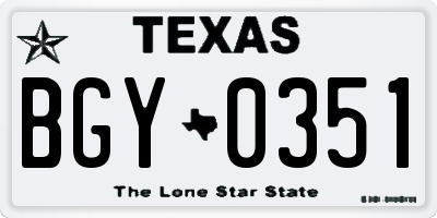 TX license plate BGY0351