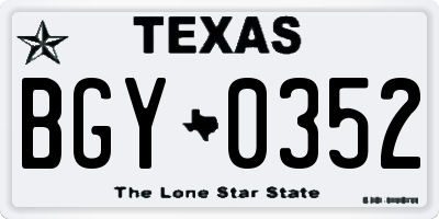 TX license plate BGY0352