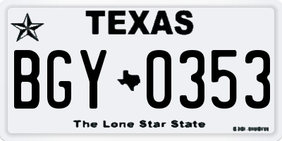 TX license plate BGY0353