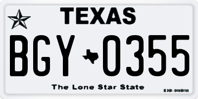 TX license plate BGY0355