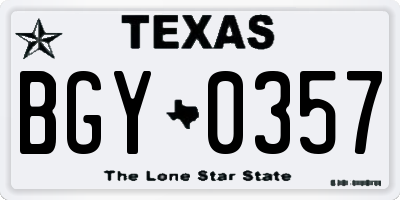 TX license plate BGY0357