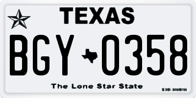 TX license plate BGY0358