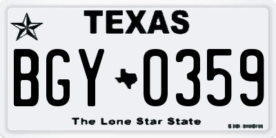 TX license plate BGY0359