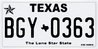 TX license plate BGY0363