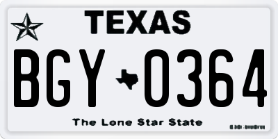 TX license plate BGY0364