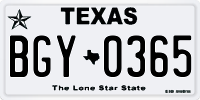 TX license plate BGY0365