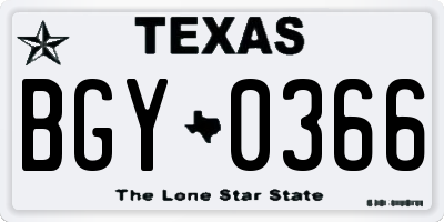 TX license plate BGY0366