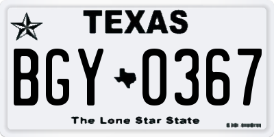 TX license plate BGY0367