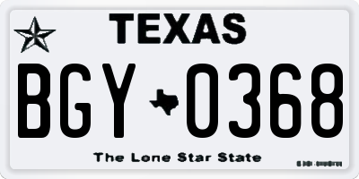 TX license plate BGY0368