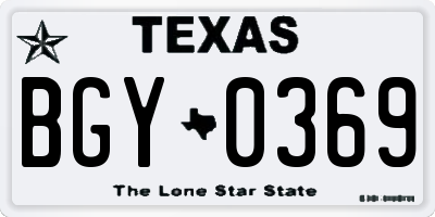 TX license plate BGY0369