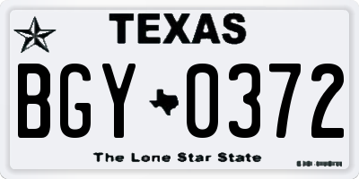 TX license plate BGY0372