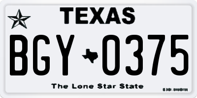 TX license plate BGY0375