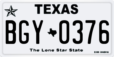 TX license plate BGY0376