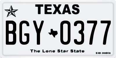 TX license plate BGY0377
