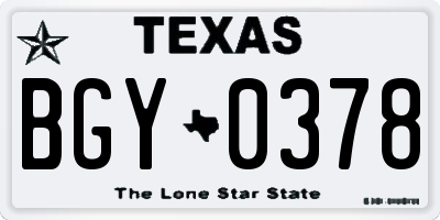 TX license plate BGY0378
