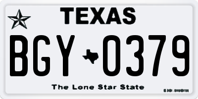 TX license plate BGY0379