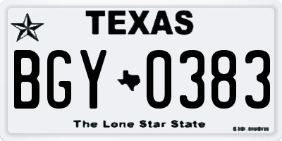TX license plate BGY0383