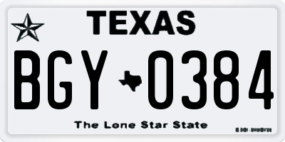 TX license plate BGY0384
