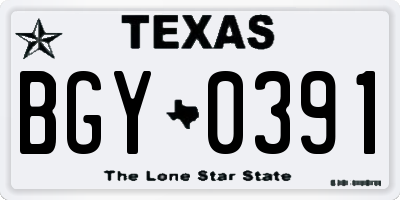 TX license plate BGY0391