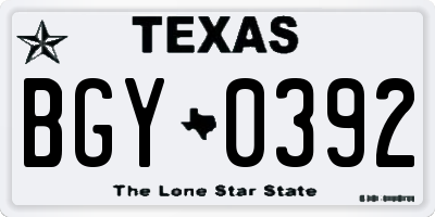 TX license plate BGY0392