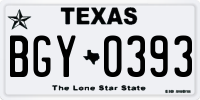 TX license plate BGY0393