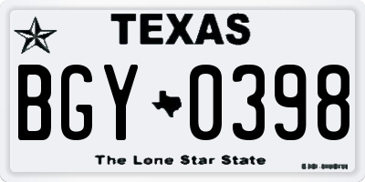 TX license plate BGY0398