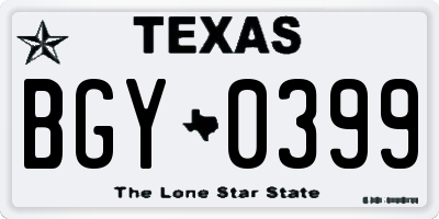 TX license plate BGY0399