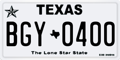 TX license plate BGY0400