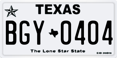 TX license plate BGY0404