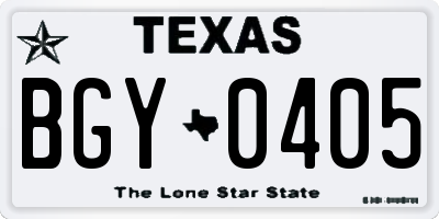 TX license plate BGY0405