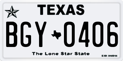 TX license plate BGY0406